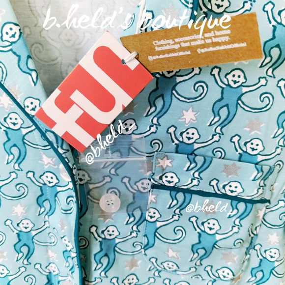 Roller Rabbit Star Monkey Polo Pajamas in Blue Size Small (S) Brand New NWT - Picture 4 of 16